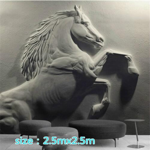 Custom 3D Stereoscopic Gray Embossed Running Horse Mural 3D Wall Papers Home Decor Living Room Bedroom Background Wallpaper 3D
