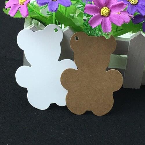 400pcs/lot Cute Bear Shape paper hang tags For DIY handmade Paper Card /flower /party /animal shape paper card tag