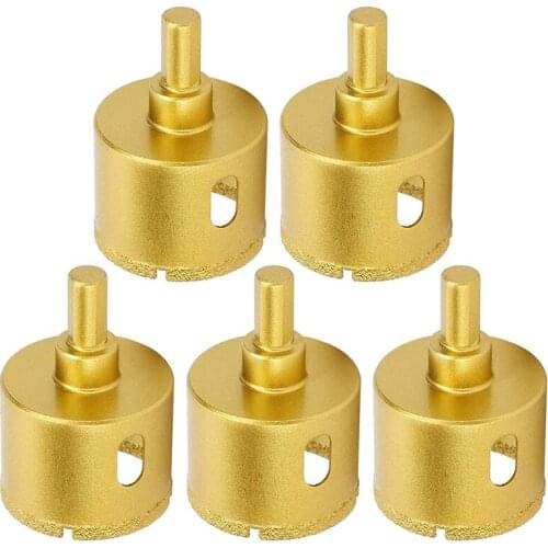 5Pcs 45mm Golden Diamond Hole Saw Drill Bit Core Drill Cutter for Glass Ceramic Porcelain Tiles Marble Granite Quartz
