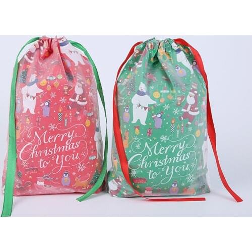 5pcs Santa Gift Bag Candy Bag Elk Bear Crisp Drawstring Bag Christmas Decorations for Home New Year 2022 Noel Presents Kids Gift