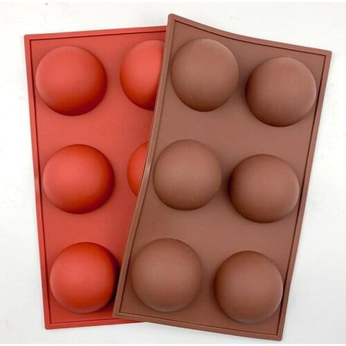 6 Semicircle Silicone Cake Mold for Handmade Soap Mould Chocolate Mousse Ice Cream Jello Pudding Dessert Baking Decorating Tools