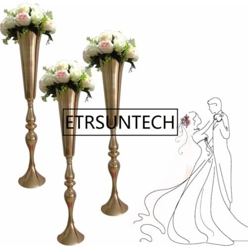 88cm / 34.6" Wedding Road Lead Flower Shelf Gold Table Stand for Wedding Centerpiece Decoration Flower Vase Column ZA4590