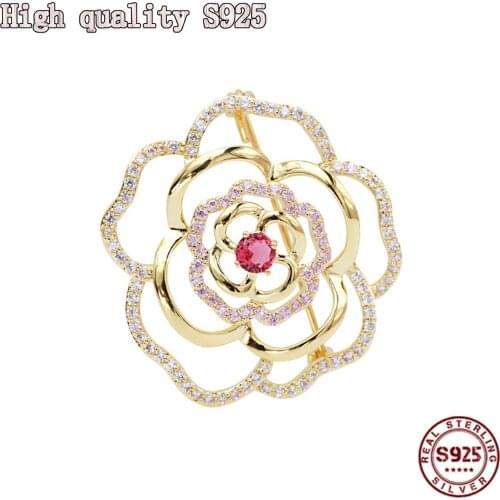 2021 Fashion Jewelry, High Quality Rose Brooch Inlaid With Zircon, Charming Female Brooch