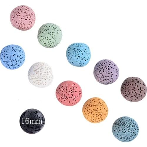 10pcs Random Color 7mm 8mm 10mm 16mm Essential Oil Natural Round Lava Rock Stone Beads For DIY Making Necklace Bracelet