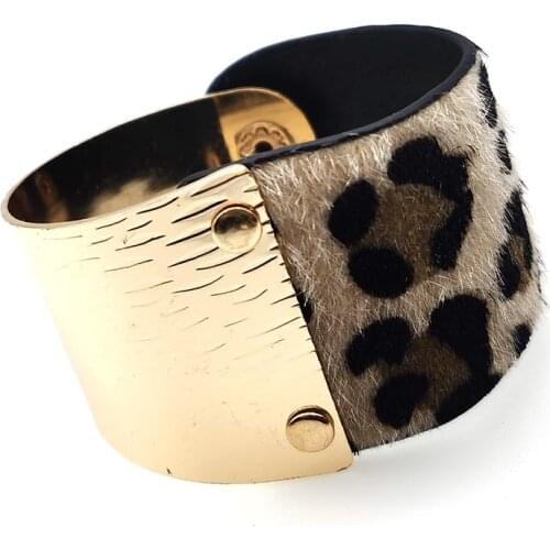 TOTABC Fashion Leopard Punk Bracelets For Women Boho Gold Color Button Vintage Bracelet Femme Christmas Punk Jewelry