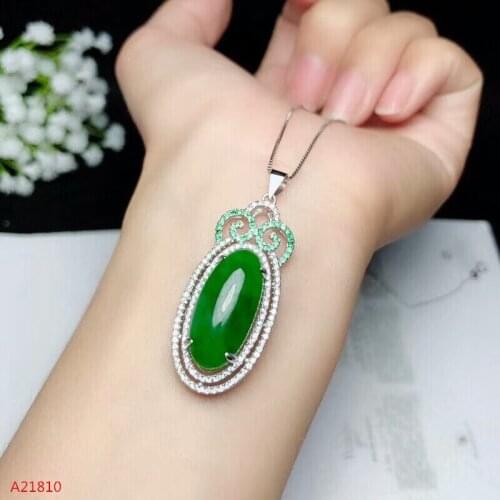 KJJEAXCMY boutique jewels 925 pure silver inlaid natural jade necklace + pendant female style fire colored jewelry