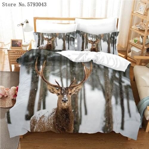 2/3 Pieces Deer Bedding Set 3D Print Forest Animal Duvet Cover For Bedroom Bed Cover Set Home Textile Bed Quilt Cover Pillowcase