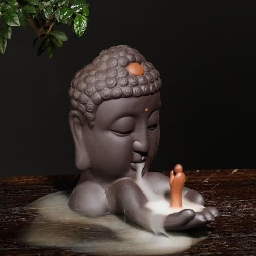 With 10Pcs Incense Cones Buddhas Head Holder Backflow Incense Cones Burner Incense Stick Censer