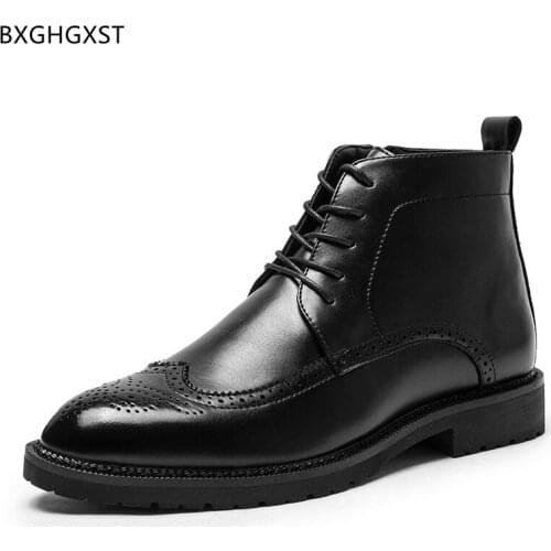 Brown Ankle Boots for Men Male Leather Boots Men Dress Shoes Martin Boots for Man 2021 Black Outdoor Shoes Man Chaussure Homme