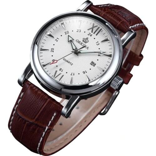 MG．ORKINA MG Men's Watch With Leather Strap
