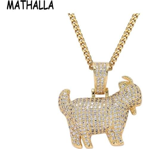 Hip Hop Cute Sheep Pendant Micro out with AAA Cubic Zircon Stone Hiphop Goat Necklace Jewelry