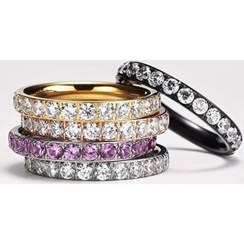 MOONROCY CZ Crystal Rings Rose Gold / Silver Color Vintage for Women Girls Gift for Party Ring Dropshipping Jewelry Wholesale