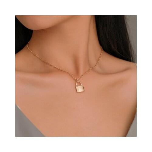 New fashion Simple metal plating lock necklace For Women girl Accessories jewelry wholesale