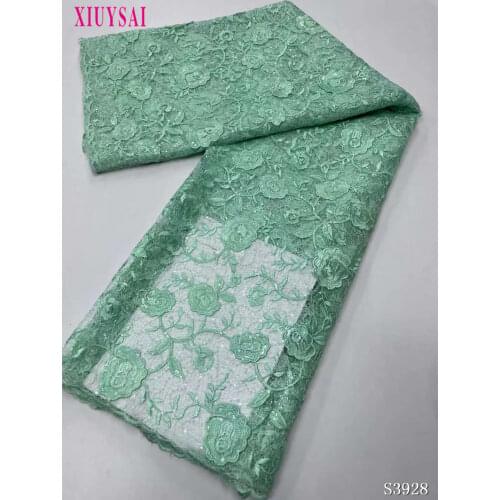 Latest african laces 2021 high quality Tulle Lace Fabric For Wedding Dress Blue Sequins Beads French African Nigerian Design