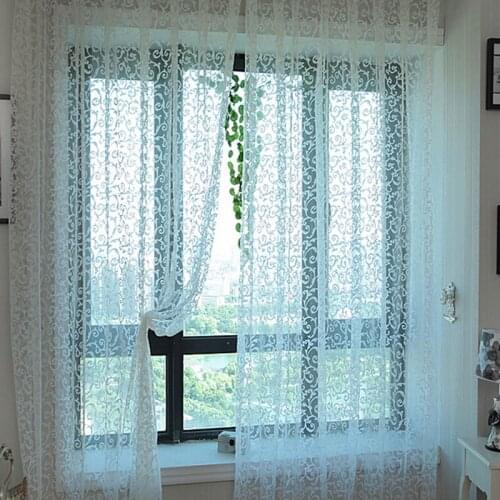 New Chic Room Floral Tulle Curtain Window Door Balcony Lifting Sheer Valance Scarf Curtain Room Decor