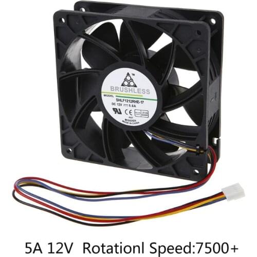 Cooling Fan 12038 12V 1.85A Dual Ball Bearing Brushless 4-Wire PWM Temperature Control Air Cooler Mining Machine V12E12BS1B5-07