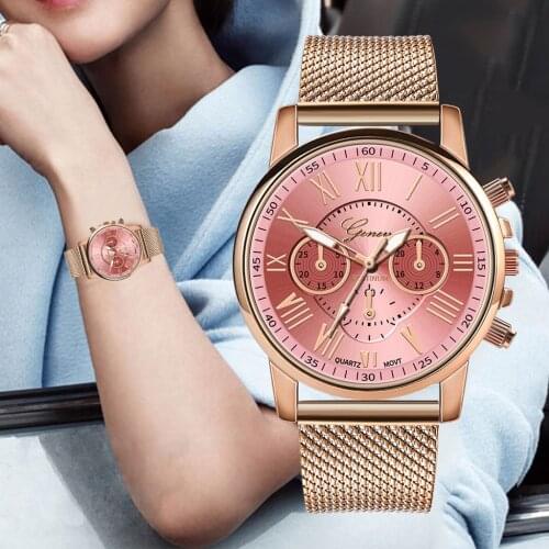 Luxury Quartz Geneva Watches Women Gold Sport Military PVC Leather Wrist Dress Watch Ladies Clock Reloj Mujer