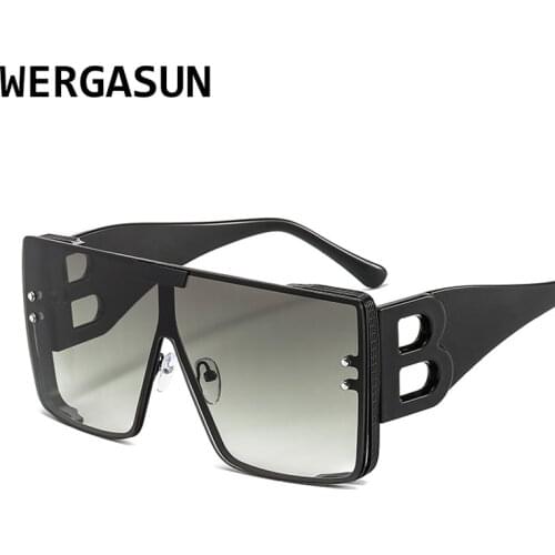 WERGASUN Brand Square Sunglasses Woman Oversized Black Style Shades For Women Big Frame Fashion Sunglasses Female UV400 Glasses