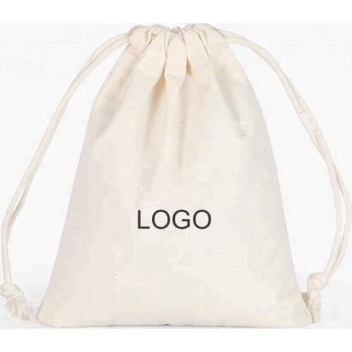 Wholesales 1000pcs/lot Reusable Natural Cotton Calico Drawstring Pouch Shopping Bag for Clothes Shoes Gifts Accessories Packing