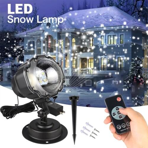 LED Stage Lights Snowfall Projector Light Moving Snow Outdoor Garden Laser Projector Christmas Snowflake Light For Xmas Party