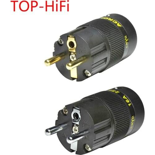 TOP-HiFi pcs Gold Rhodium Plated Schuko EU EUR Power Plug Adapter Connector for AC Power Cord Audio Connector