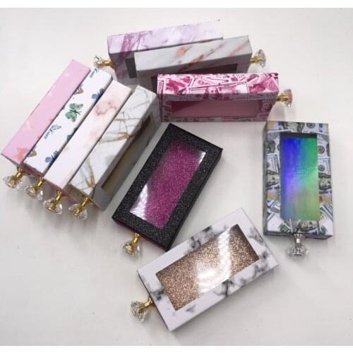 Custom packaging rectangle drawer lash boxes for 15mm-27mm strip lashes real mink eyelashes 10/30/50Pcs packaging