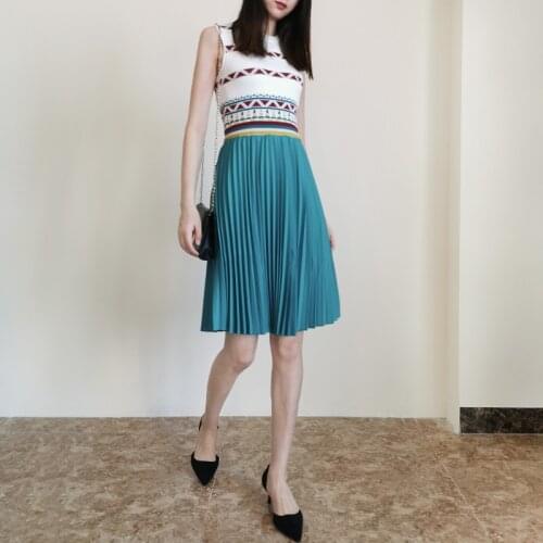 Vintage Color Block Stripped Skater Knitted Mini Dress 2020 New Autumn UK Fashion