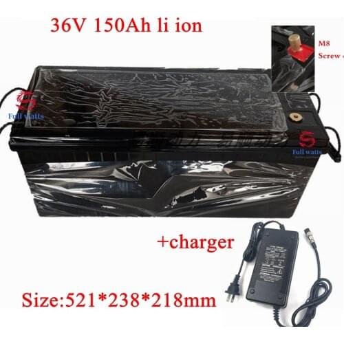Waterproof 36v 150ah lithium ion batteria 100A BMS li ion for 3000W 2500w inverter scooter golf cart bike solar +10A charger