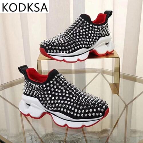 Platform Sneakers With Non-slip Rivets For Women Comfortable Sports Shoes For Seasons Tennis 2020