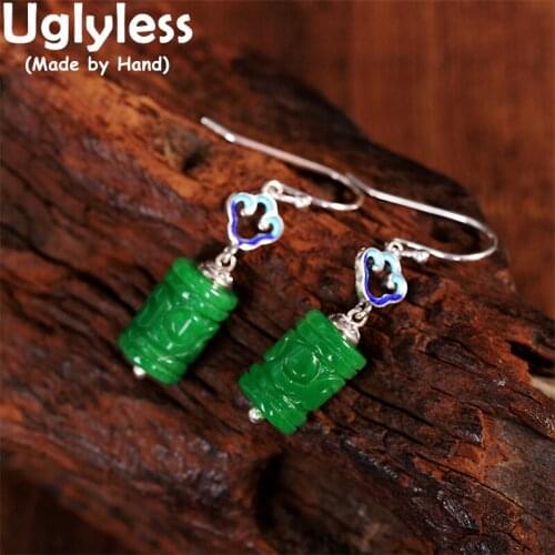 Uglyless Natural Jade Amber Beeswax Earrings for Women Ethnic Hollow Earrings Gold Brincos Bijoux 925 Silver Gemstones Jewelry