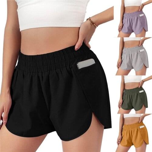 Tummy Control Yoga Shorts For Women With Phone Pockets Workout Running Sports Double Layer Shorts With Pockets 2021 New