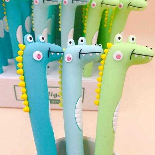 1 Pcs Kawaii Cute Crocodile Neutral Pen Cartoon Silicone 0.5mm Writing Black Ink Gel Pen Stationery School Supplies