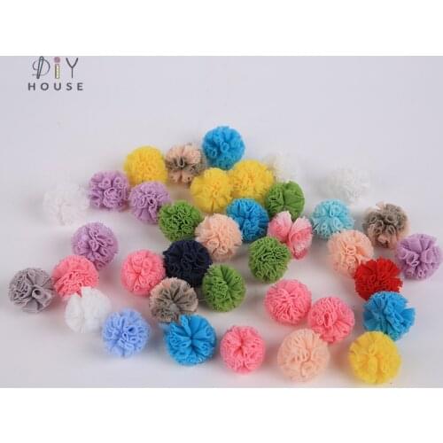 30-100Pcs 2.5cm Lace Gauze Mesh Elastic Flower Balls DIY Craft Supplie Hair Accessories Jewelry Ornaments Materials Yarn Balls