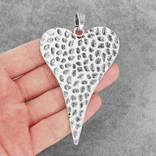 4PCS Large Hammered Love Heart Charms Pendants for DIY Necklace Jewelry Findings