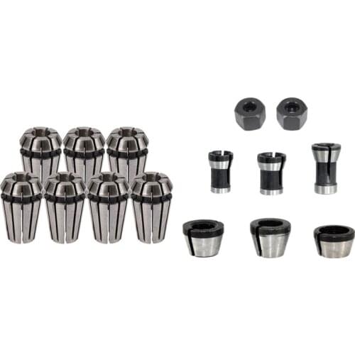 7Pcs 1-7mm ER11 Collet Chuck Tool Bits Holder Spring Collet with 8 Pcs Router Collet Set Chuck Heads Adapter