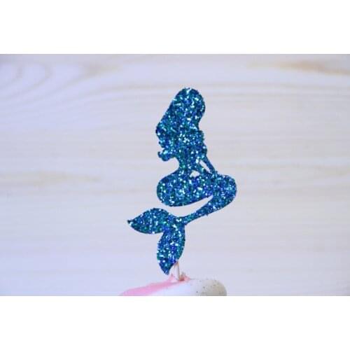 Glittery blue Mermaid Cupcake Toppers Under the Sea wedding party/Bridal shower/Baby Shower/Birthday food picks