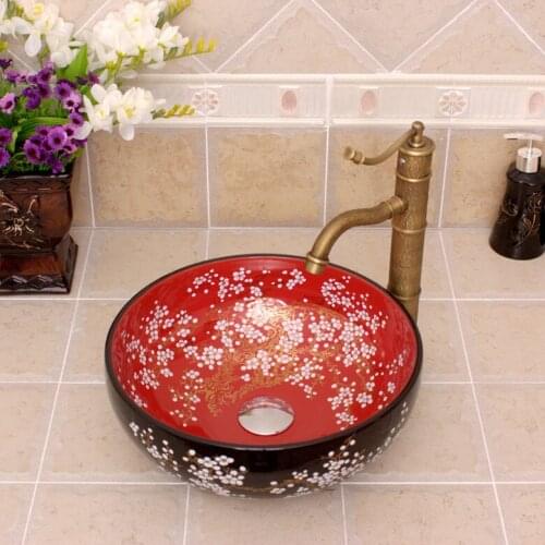Flowers and bird pattern Jingdezhen factory directly ceramic hand painted hand bathroom hand painted sinks