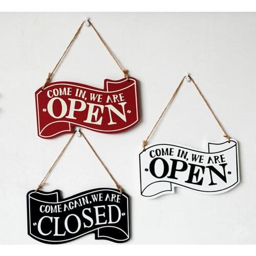 Double-sides Wall Modern Art Creative Store Decoration Door Indoor Wall Hanging Sign Open/Closed