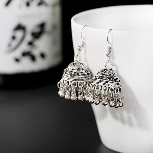 Bohemian Style Silver Colour Birdcage Pendant Long Earrings Fashion 2020 Alloy Copper Bead tassel Earrings Jewelry Accessories