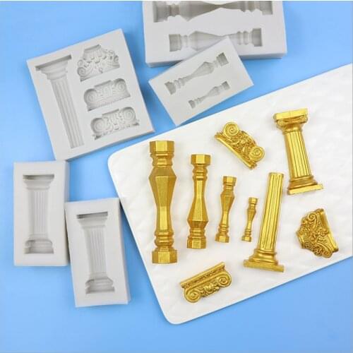 European architecture Roman columns turn sugar silicone mold diy cake decorated retro stair pillar chocolate mold