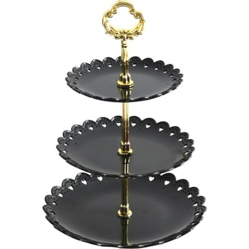 European Petal Plastic Fruit Tray Three-tier Snack Rack Dried Storage Multi-layer Food Tray Dessert Cake Stand Plate