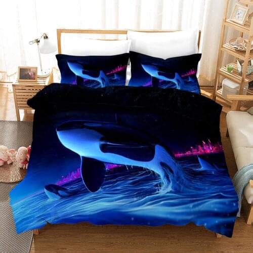 Fanaijia 3d Animal Bedding Sets Cartoon dolphin Duvet Cover Set Quilt Cover with Pillowcase Kids comforter set full queen king