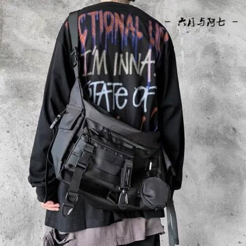 Functional Workwear Bag Japanese Canvas Large Capacity Ins Trendy Women 's Tactical Fashion Brand Boys Messenger Bag