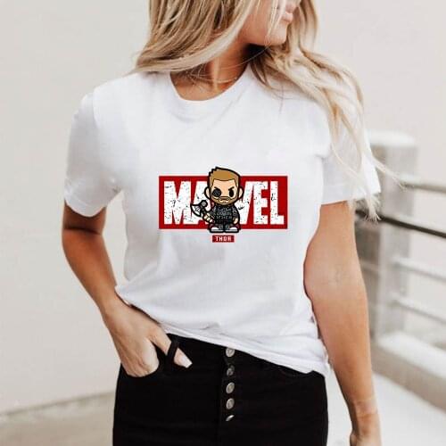 Thanos T Shirt Superhero Print MARVEL Tshirts Women Summer Short Sleeve Casual White O-neck T-shirts Unisex Streetwear Clothes