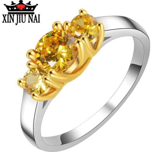 925 sterling silver Pretty Girl Model Fashion Yellow Zircon Love Rings for Women Rebellious Ring Gothic Dark Line Finger Jewelry