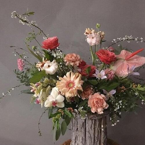 Creative Christmas Easter Decor Dried Flower Vase Packaging Bark Barrel Bucket Box Gift Office Home Desktop Decorations