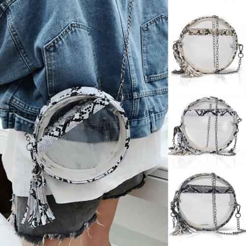 Retro Serpentin Round Clear Crossbody Bag Messenger Handbag Tote Shoulder Purse Transparent Waterproof PVC Jelly Shoulder Bags