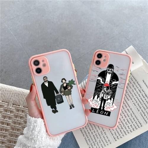 Leon the Professional Phone Case For iPhone 12 11 Mini Pro XR XS Max 7 8 Plus X Matte transparent Pink Cover