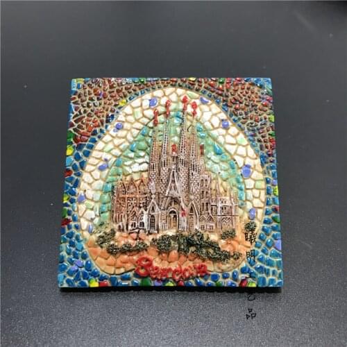 Fridge Magnet Souvenir Spain Barcelona Basilica I Temple Expiatori De La Sagrada Familia Hand Painted Refrigerator Magnets Decor