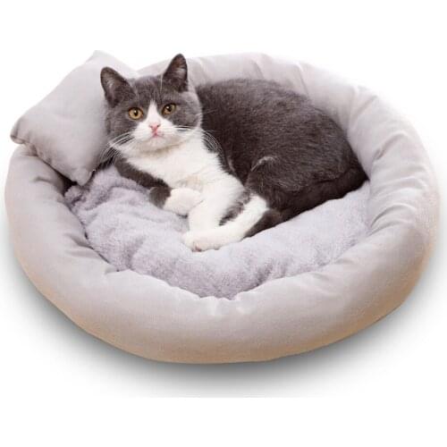Small Dog Bed House Pet Bed Round Warm Puppy Cushion Warm Winter Dog Bed Large Dogs Cats Round Plush Mat Sofa Bed
